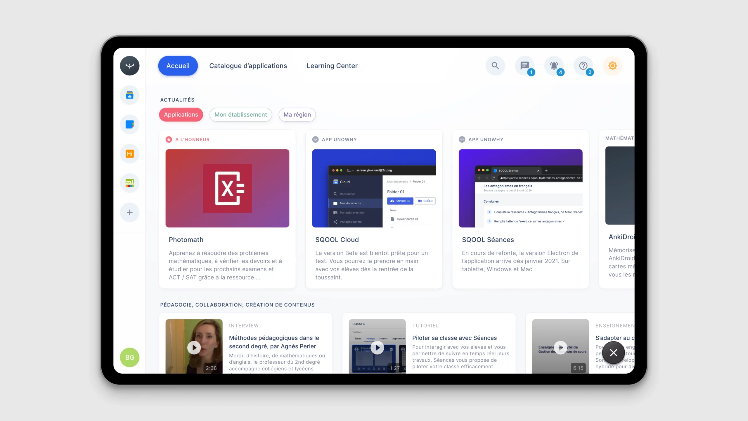 Dashboard accueil (clair)