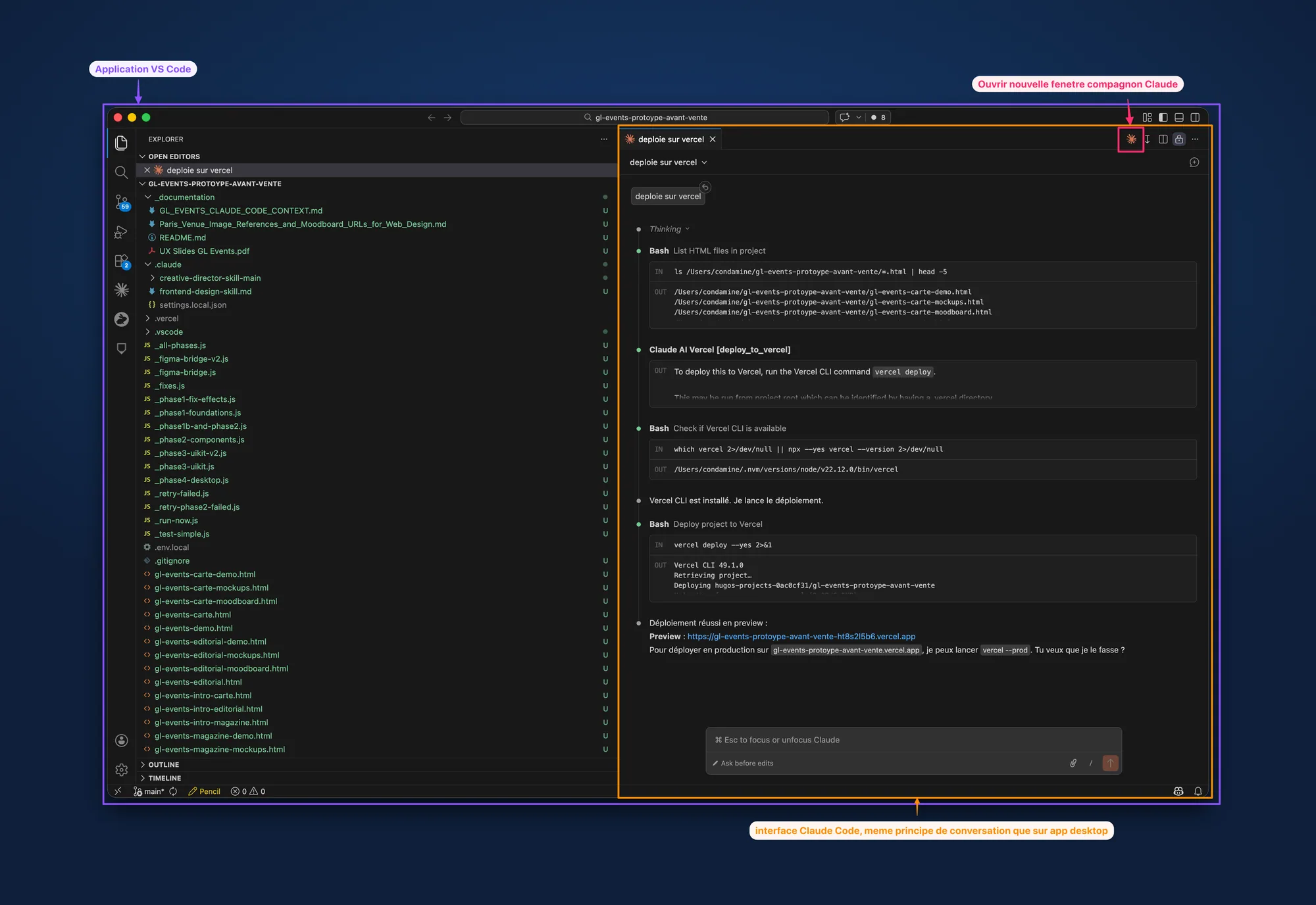 VSCode + Claude Code companion window