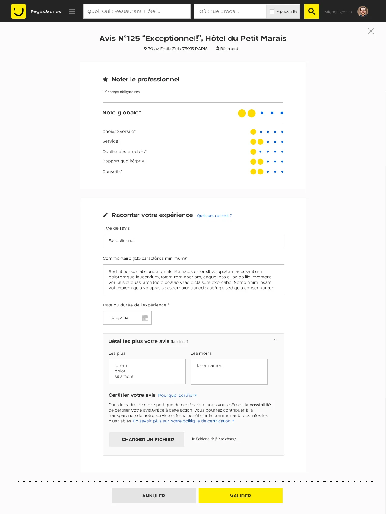 PagesJaunes Desktop Review Editing